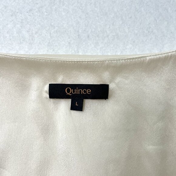 QUINCE Washable Stretch Silk Tank Top Lined Classic Minimalist Ivory size Large - Picture 4 of 6